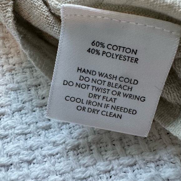 White + Warren V-neck Women’s‎ Cotton Sweater Medium Ivory/Beige Wrist Detail - Picture 8 of 8